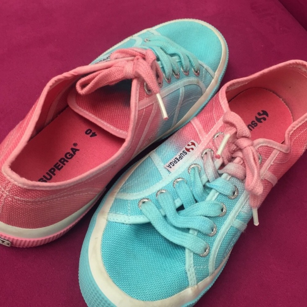 Superga Pink and Blue Tie Dye Sneakers